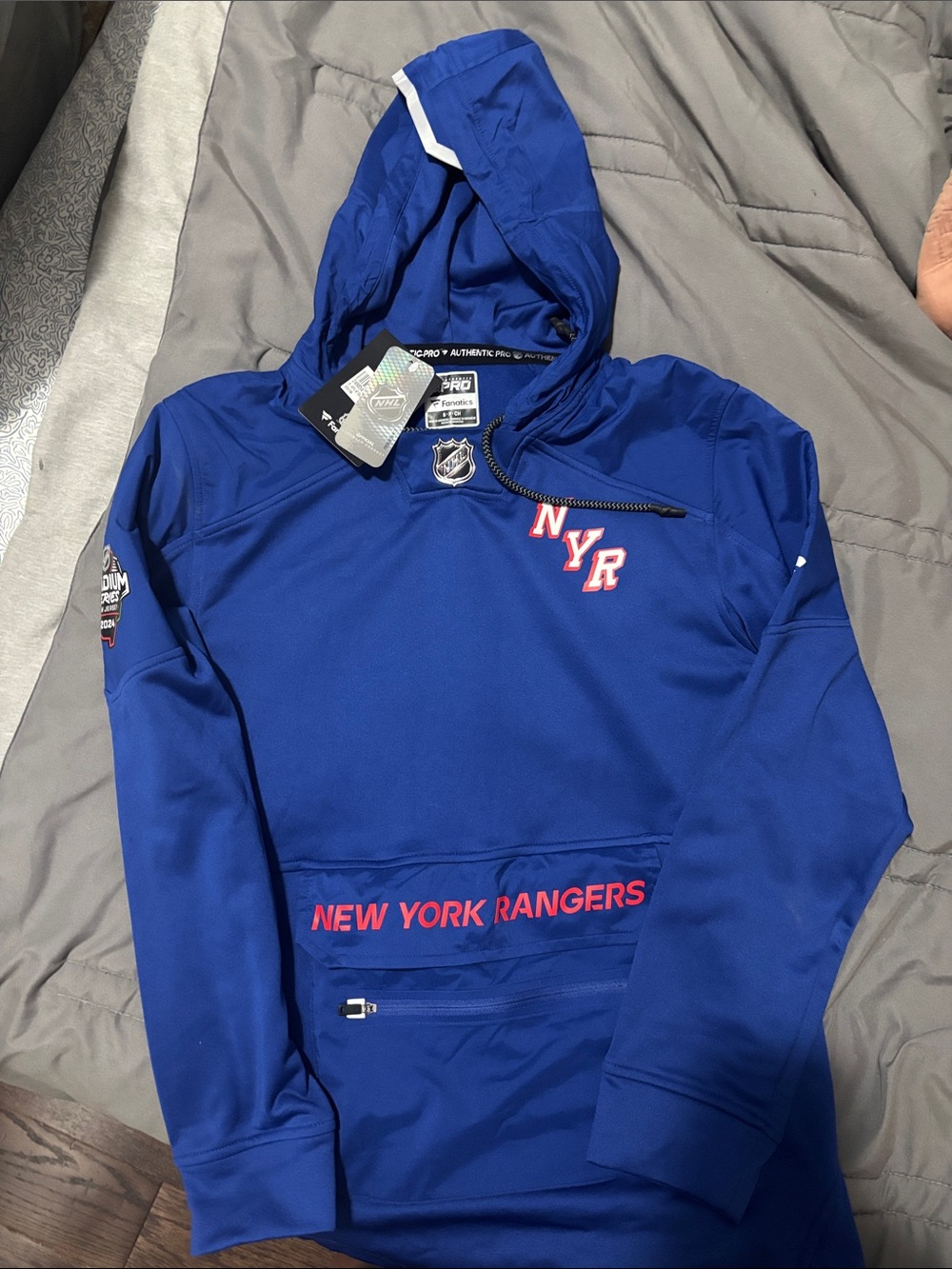 Fanatics Blue New York Rangers Pullover Hoodie with Red Accents